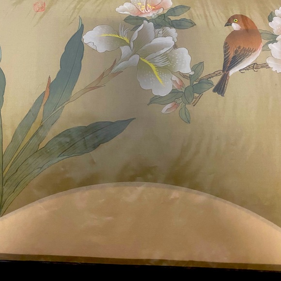 Vintage Bird Painting, Of Bird Sitting On Branch With Floral Scene - Picture 3 of 7